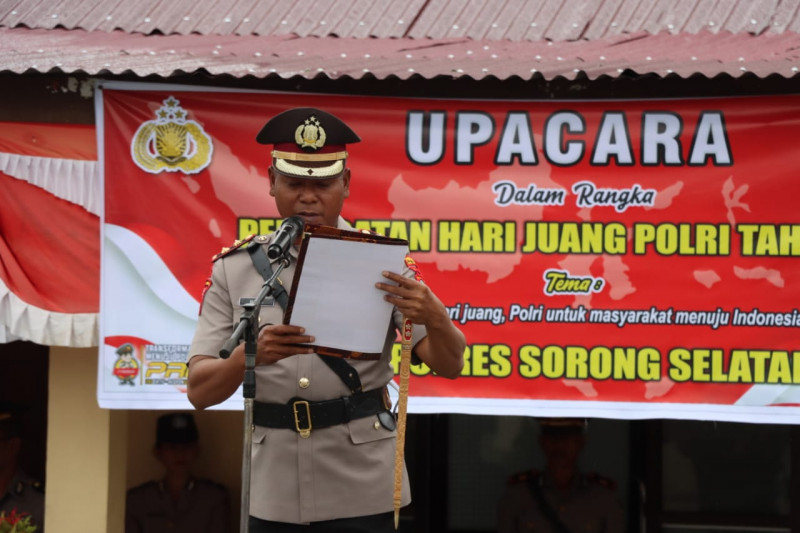 Kapolres Sorong Selatan Pimpin  Upacara  Peringatan Hari Juang POLRI 2025